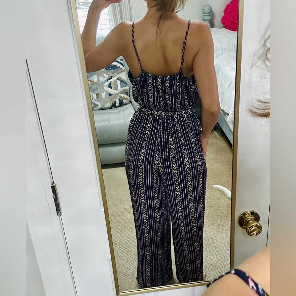 Navy Patterned Jumpsuit - Picture 2 of 4